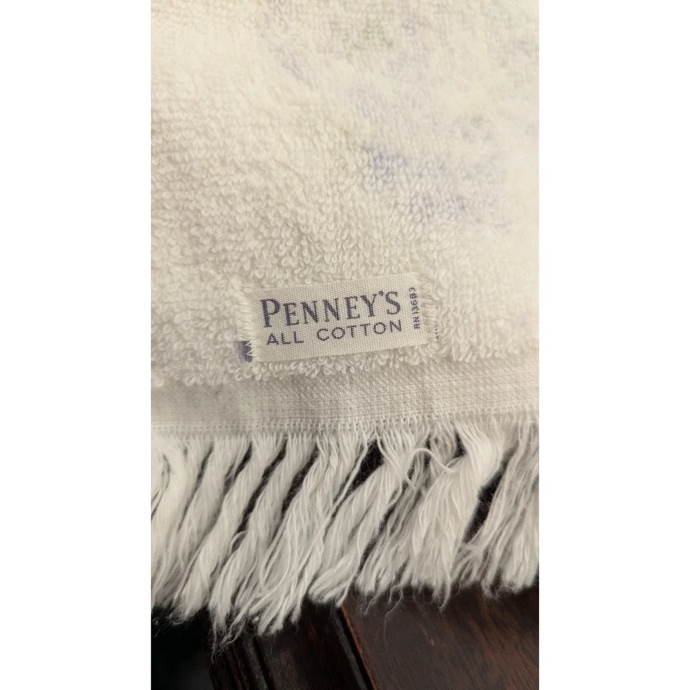Vintage Mixed Cotton Towel Set Penneys Harmony House Cannon Floral Blue USA 4pc